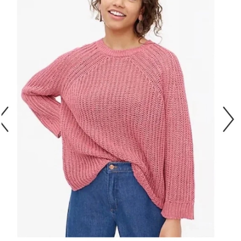 J.Crew 100% Linen Open Knit Sweater Dusty Rose, Size M, Euc, Coastal/Beachy